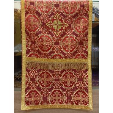 Аналойник, красный с золотом ,размер 48 см х 240 см.,шелк