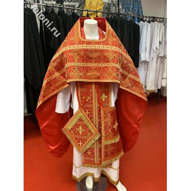 Облачение иерейское,90/145,красное с золотом, из парчи