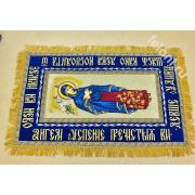 Плащаница "Успение Богородицы", размер общий 86 см.х 51см, средник 63см.х 28см.,бархат синий,шелкография, вышивка