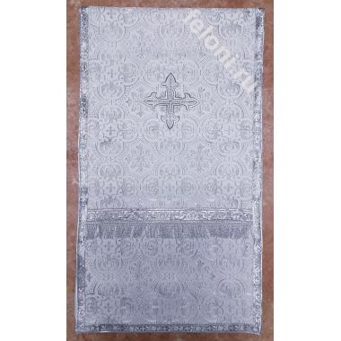 Аналойник белый с серебром,размер 48 см х 240 см. из парчи
