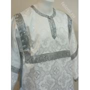 Стихарь длина 130 см. белый с серебром, из шелка