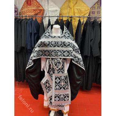 Облачение иерейское черное с серебром, парча